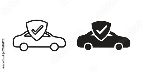 Auto insurance icon silhouette vector designs. Editable Strokes