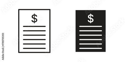 Bank statement icon silhouette vector designs. Editable Strokes