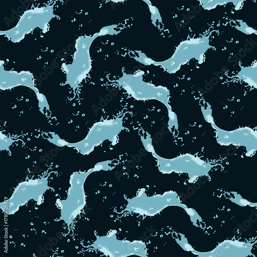 Seamless vector pattern with water splashes on a dark background.