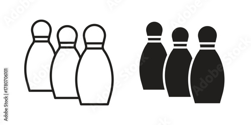 Bowling icon silhouette vector designs. Editable Strokes