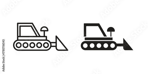 Bulldozer icon silhouette vector designs. Editable Strokes