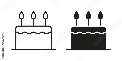 Cake icon silhouette vector designs. Editable Strokes