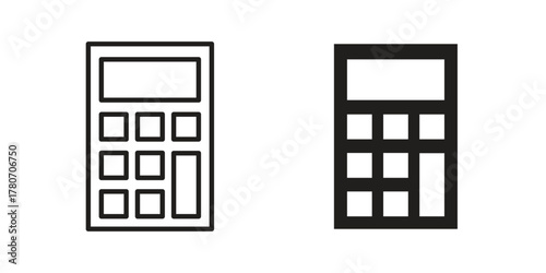 Calculator icon silhouette vector designs. Editable Strokes