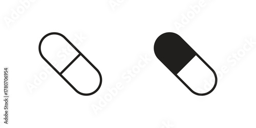 Capsule icon silhouette vector designs. Editable Strokes