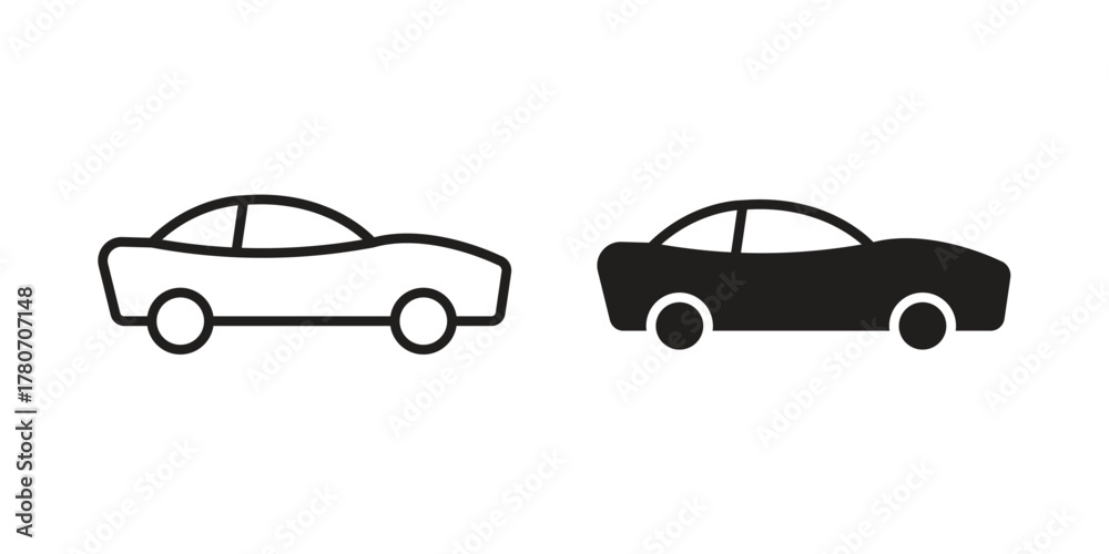 Fototapeta premium Car icon silhouette vector designs. Editable Strokes