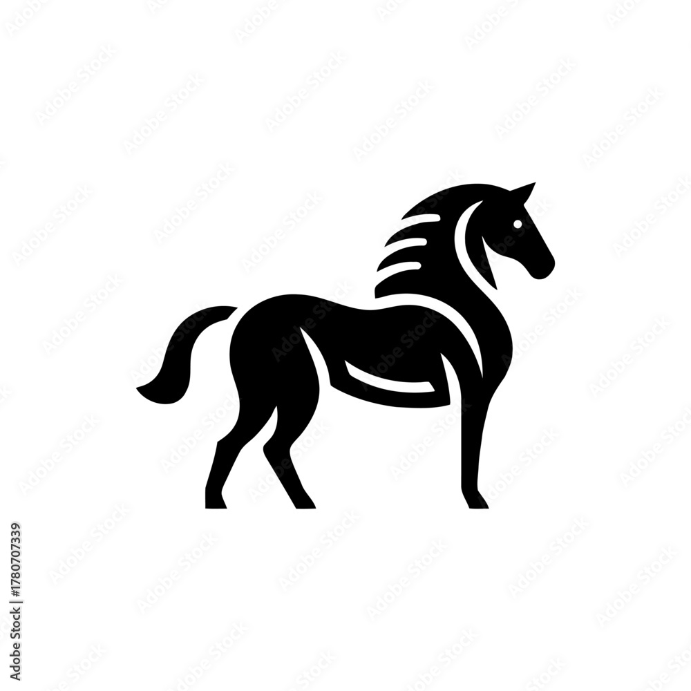 Fototapeta premium Elegant horse glyph silhouette