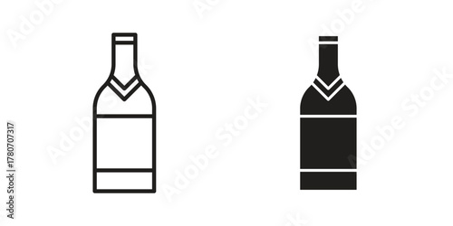Champagne bottle icon silhouette vector designs. Editable Strokes