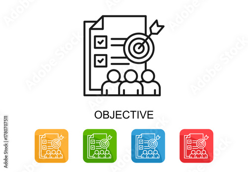 Objective Icon Multi Color Vector Illustration