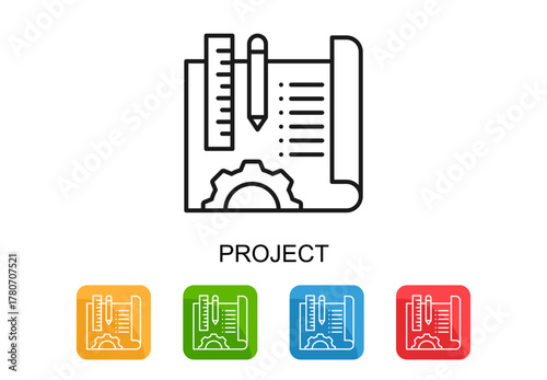 Project Icon Multi Color Vector Illustration