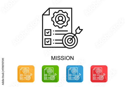 Mission Icon Multi Color Vector Illustration