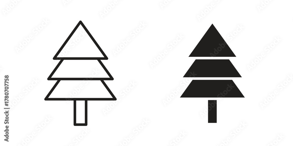 Fototapeta premium Christmas tree icon silhouette vector designs. Editable Strokes