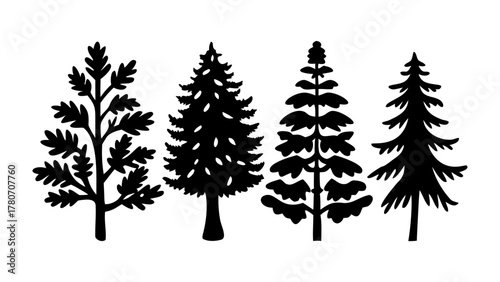 Silhouette Trees: The stark silhouettes of diverse trees stand in bold contrast, offering a timeless representation of arboreal diversity.