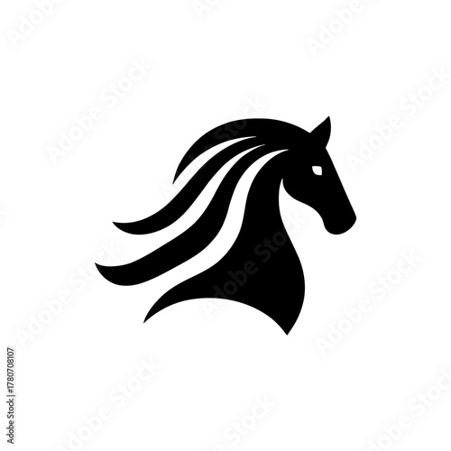 Horse head flowing mane silhouette