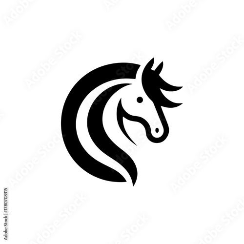 Horse head stylish insignia in black