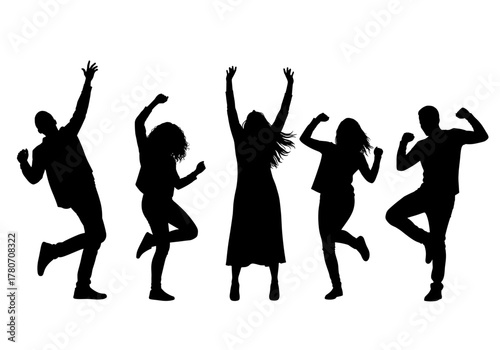 Dancing silhouette people having a lot of fun. People celebrate, dance, and revel in silhouette. These figures can be used for design purposes.