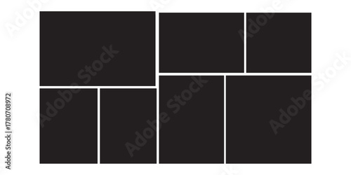 Vector photo collage 7 frames. Empty template for album, scrapbook, memory board, and portfolio display.