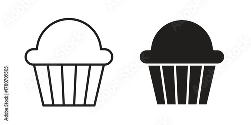 Cupcake icon silhouette vector designs. Editable Strokes