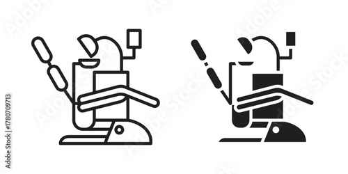 Dentist chair icon silhouette vector designs. Editable Strokes