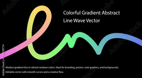 Colorful Gradient Flow Line Vector on Black Background – Abstract Modern Wave Design for Branding and Art -abstract business logo design
