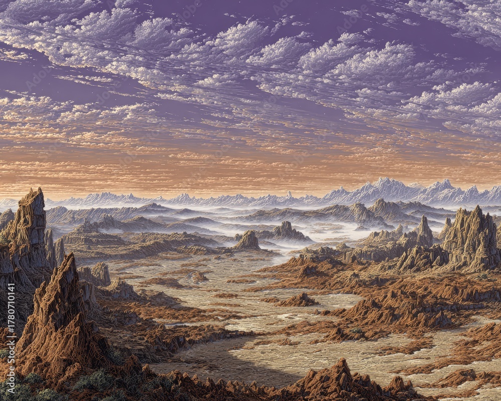 Fototapeta premium Pixelated Desert Landscape Sunset View