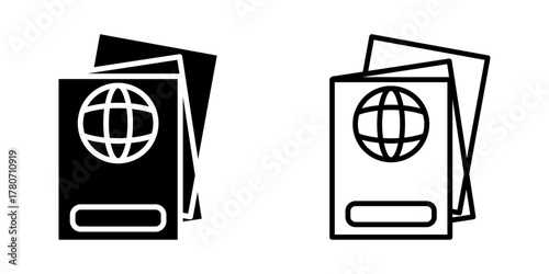 Passport set icon on white background