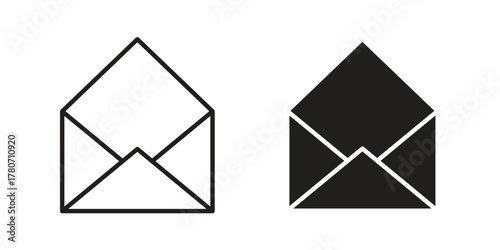 Envelope open icon silhouette vector designs. Editable Strokes