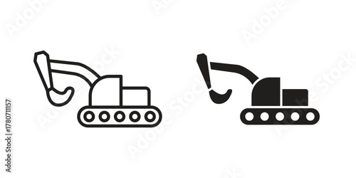 Excavator icon silhouette vector designs. Editable Strokes