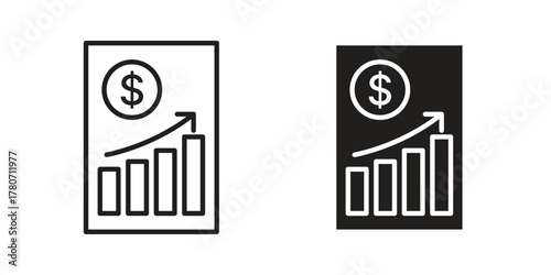Financial report icon silhouette vector designs. Editable Strokes