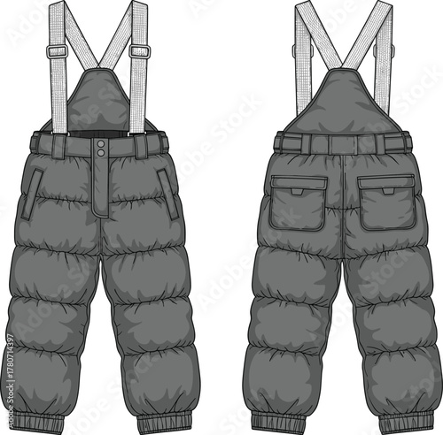Winter snow pants, insulated bib trousers, kids ski overalls, padded outerwear, waterproof snow gear, warm children clothing, cold weather wear