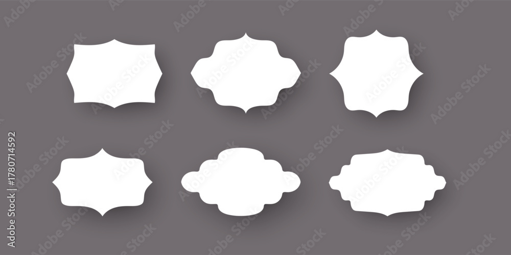 Fototapeta premium Set of Decorative White Labels and Frames with Shadows