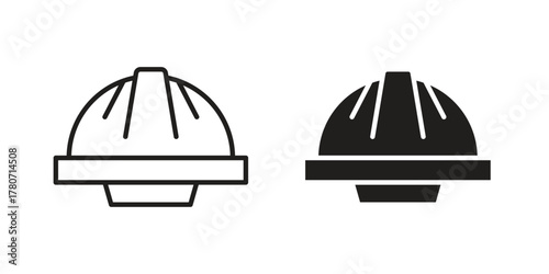 Hard hat icon silhouette vector designs. Editable Strokes