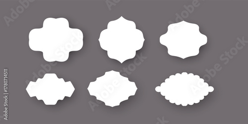 Set of Decorative White Labels and Frames with Shadows
