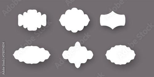 Set of Decorative White Labels and Frames with Shadows