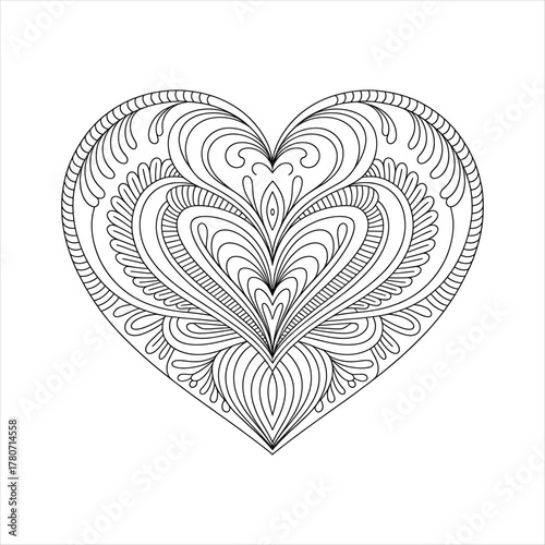 Decorative Heart Shape Vector Illustration Abstract Pattern Isolated on White Background