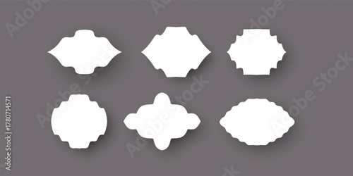 Set of Decorative White Labels and Frames with Shadows