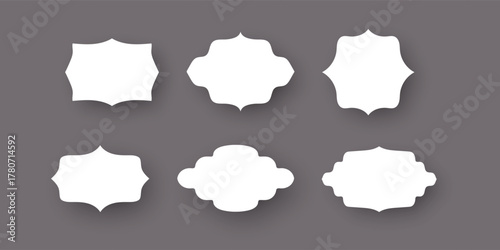 Set of Decorative White Labels and Frames with Shadows