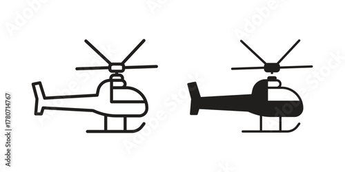 Helicopter icon silhouette vector designs. Editable Strokes