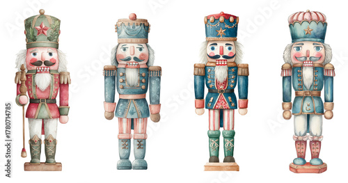 Set of traditional nutcracker toy soldiers