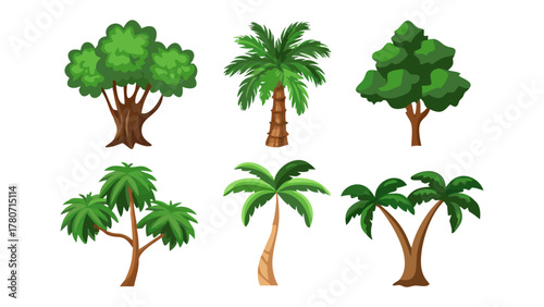 Diverse Tree Collection: A vibrant assortment of unique tree, presenting various forms and textures. These trees show the diversity of tree species