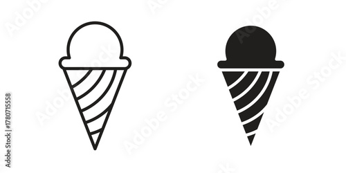 Ice cream cone icon silhouette vector designs. Editable Strokes