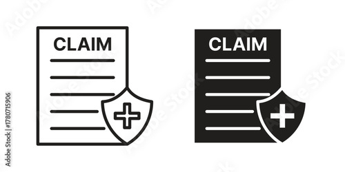 Insurance Claim icon silhouette vector designs. Editable Strokes