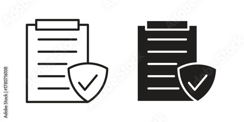 Insurance policy icon silhouette vector designs. Editable Strokes