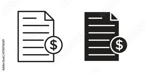 Invoice payment icon silhouette vector designs. Editable Strokes