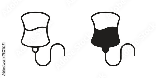 IV bag icon silhouette vector designs. Editable Strokes