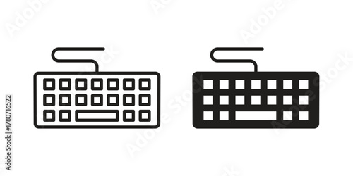 Keyboard icon silhouette vector designs. Editable Strokes