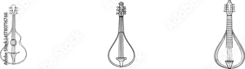 The mandolin, a music instrument, is depicted in a drawing consisting of one continuous line