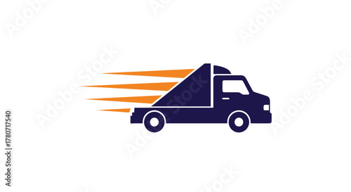 Fast delivery truck logo with speed lines representing swift transportation