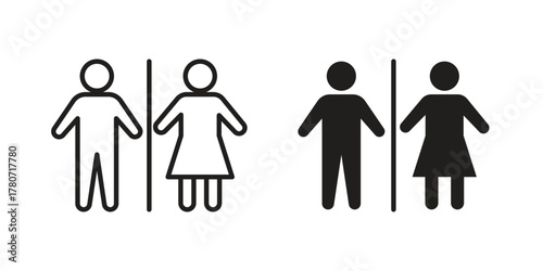 Man and woman icon silhouette vector designs. Editable Strokes