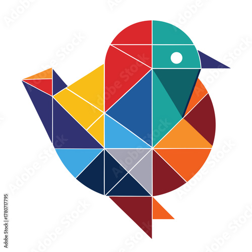 Colorful geometric bird illustration