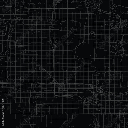 Phoenix City Map Elegant black and gray urban grid designs featuring sleek linework and modern monochrome blueprint styles for a refined wall decor.
